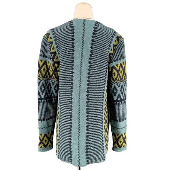 J. Jill Juniper Geometric Aztec Jacquard Knit Draped Front Cardigan Sweater XS - Picture 4 of 10